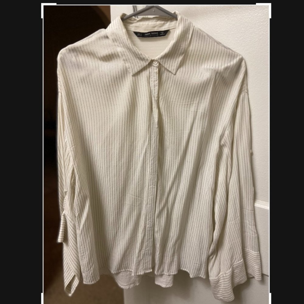 Zara stripped blouse, small, black and white